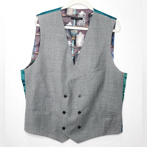 Ted Baker London Modern Fit Wool Waistcoat Endurance Vest Woven In Italy 46R - Picture 1 of 9